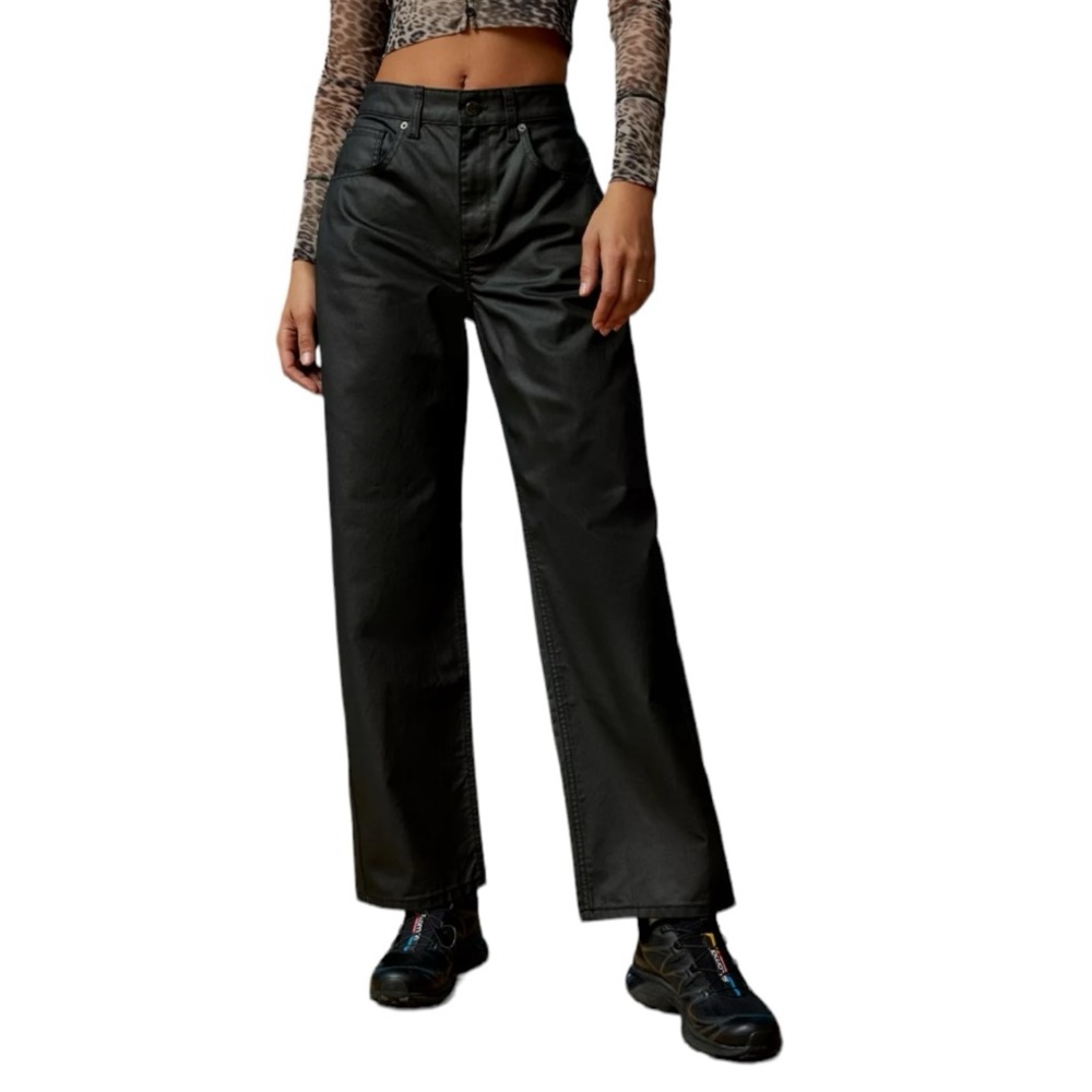 BDG Bella Baggy Jean - New Coated Denim black wide leg high rise